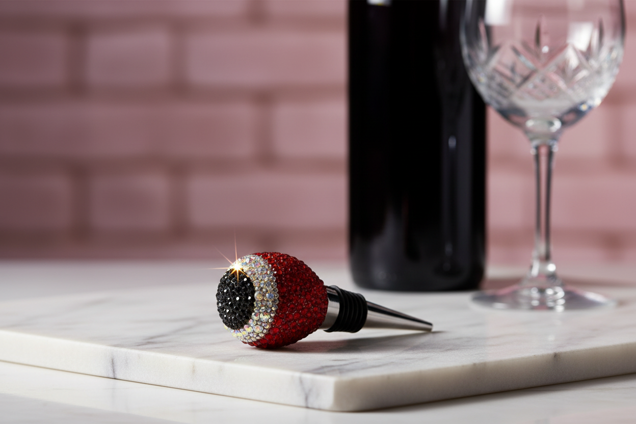 Atlanta Pride Rhinestone Wine Bottle Stopper in Elegant Setting